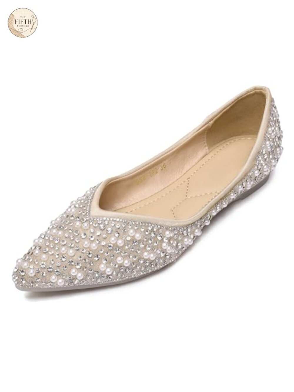 Women's Rhinestone Pointed Toe Flats Memory Foam Padded Dress Wedding Work Shoes